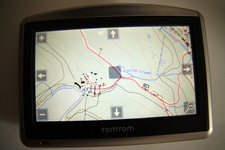 Here is an example of the Canadian Toporama map on my TomTom One XL, centered in the neighbourhood of the parking lot at Lake Louise, British Columbia