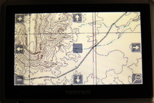 This is how the topo map downloaded with USAPhotoMaps looked like on my TomTom One XL around Nipple Bench, Glen Canyon National Recreation Area, Utah. The map IS in color but this is desert with nothing to show in color !